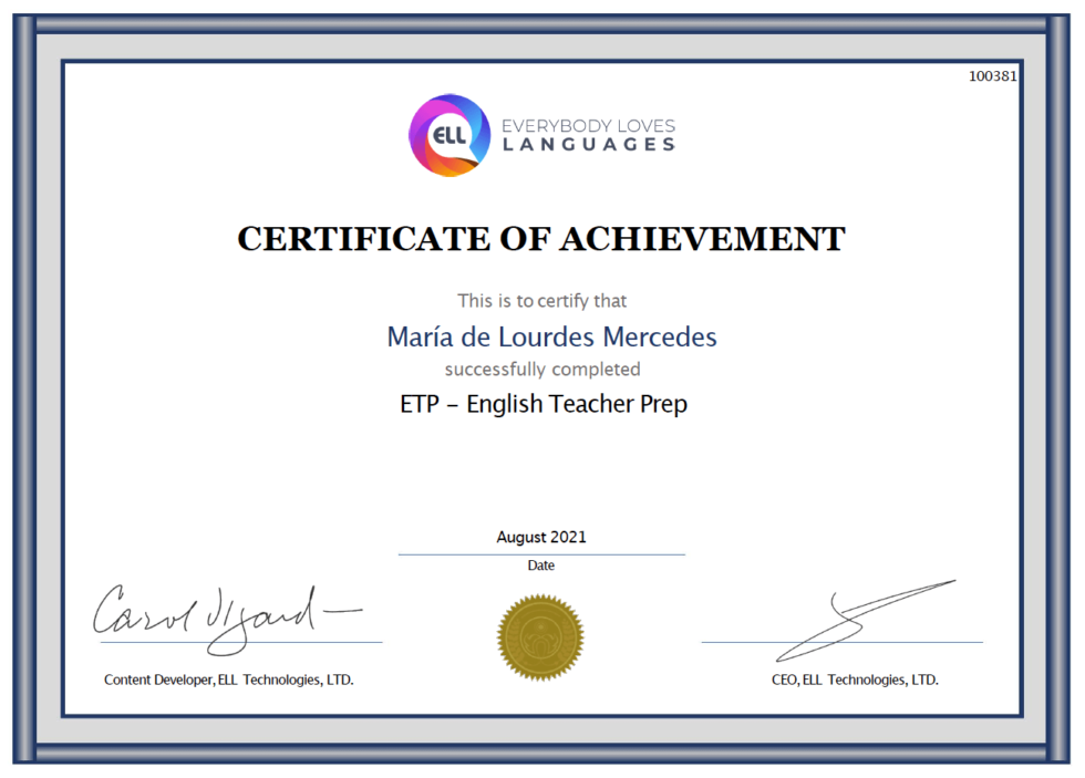 ETP – English Teacher Prep - ELL Technologies